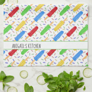 Colourful Sprinkles and Ice Pops Fun Summer Patter Kitchen Towel