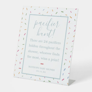 Colourful Sprinkles Baby Shower Pacifier Hunt Game Pedestal Sign