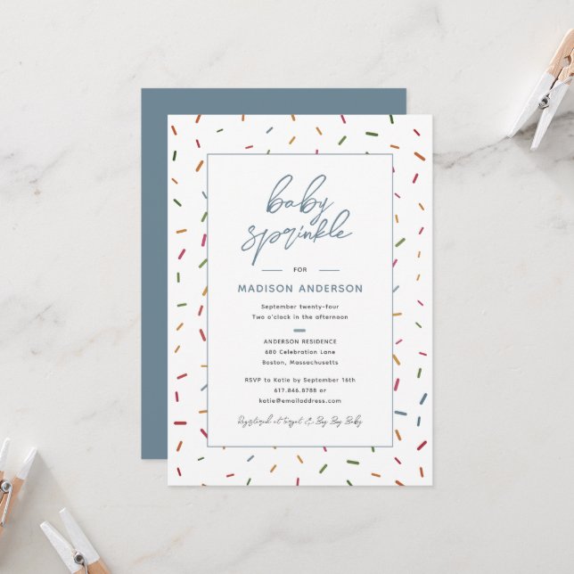 Colourful Sprinkles Baby Sprinkle Baby Shower Invitation (Front/Back In Situ)