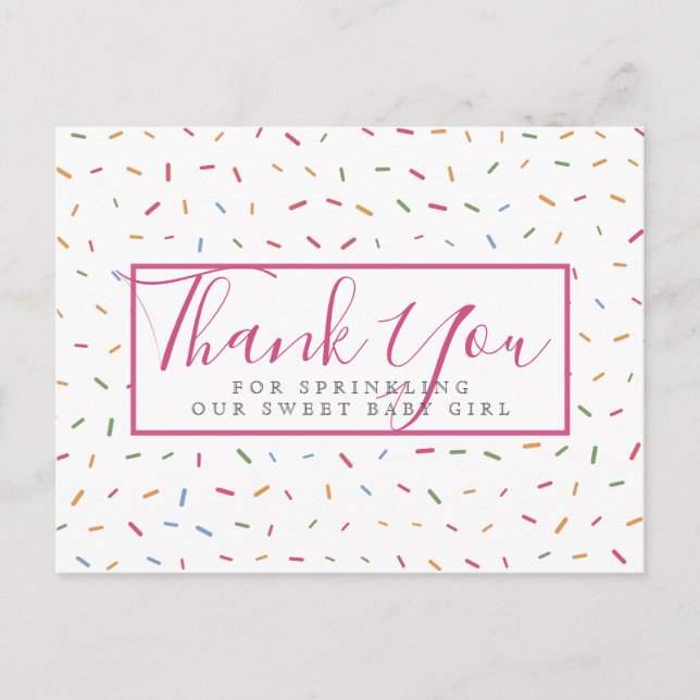 Colourful Sprinkles Baby Sprinkle Thank You Postcard (Front)