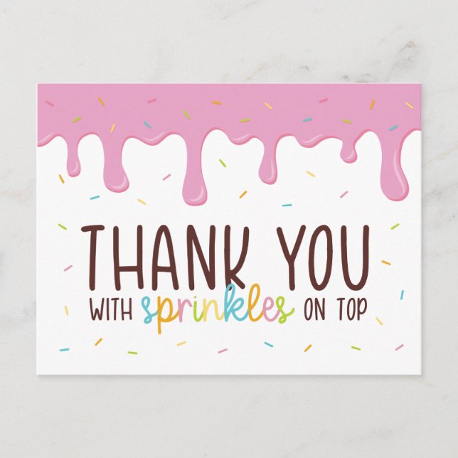 Colourful Sprinkles Doughnut Thank You Postcard (Front)