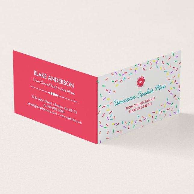 Colourful Sprinkles Homemade Cookie Mix Business Card (Outside)
