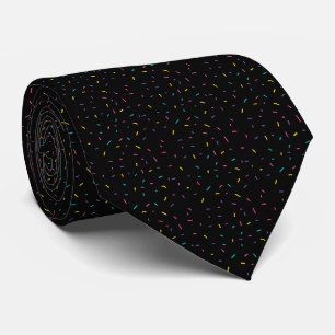 Colourful sprinkles on black background tie