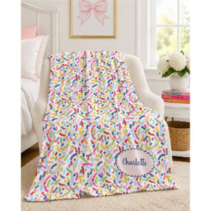Colourful Sprinkles Personalized Name Fleece Blanket