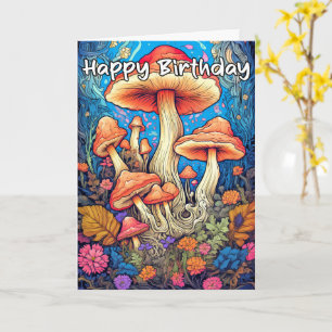 Colourful Sprouting Mushroom Illustration Card