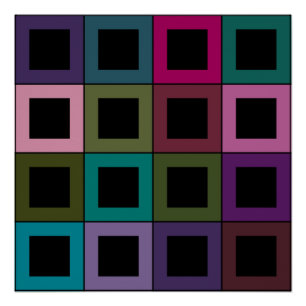 Colourful Square Block Grid Pattern Poster