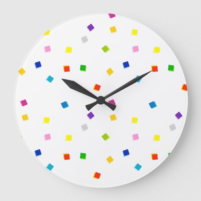 Colourful Square Confetti Clock (Front)