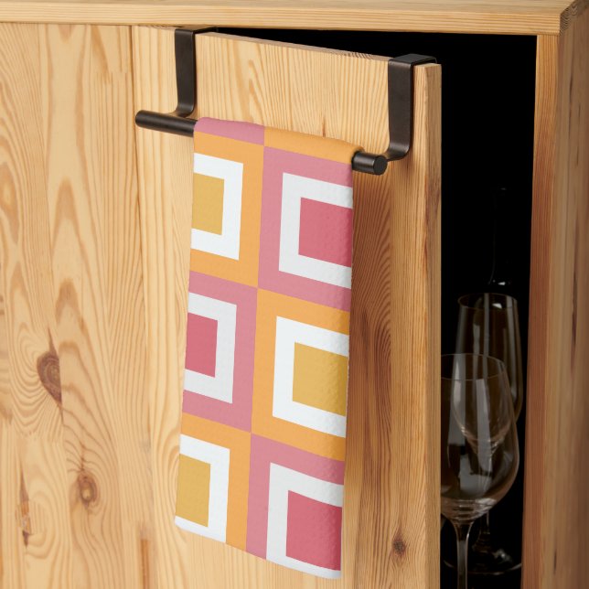 Colourful Square Geometric  Kitchen Towel (Thirds Fold)