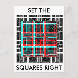 Colourful Square Maze Geometrical Chequered Patter Postcard