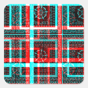 Colourful Square Maze Geometrical Chequered Patter Sticker