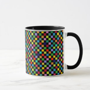 colourful square pattern mug