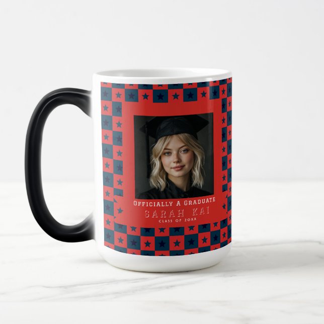 Colourful Square Print Congrat Graduate Magic Mug (Left)