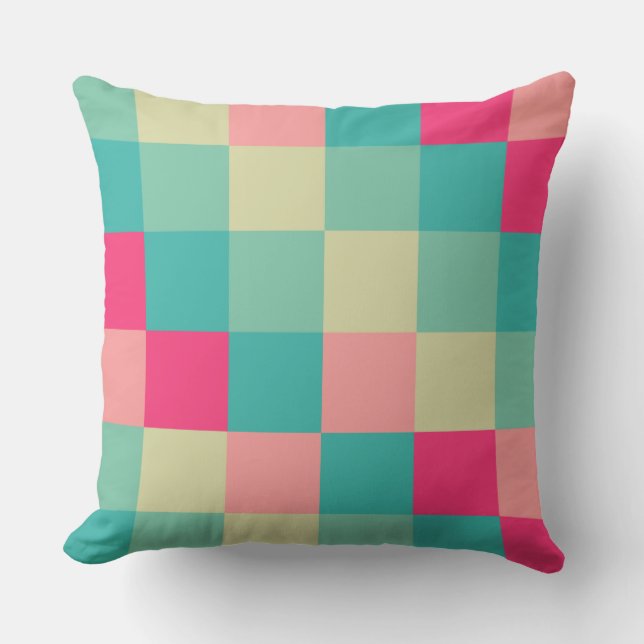 Colourful Squares 012 Throw Pillow (Front)