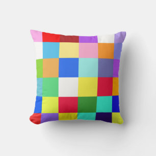 Colourful squares checks throw pillow