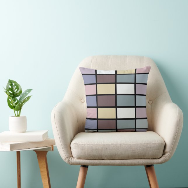 Colourful Squares Geometric  Throw Pillow (Chair)