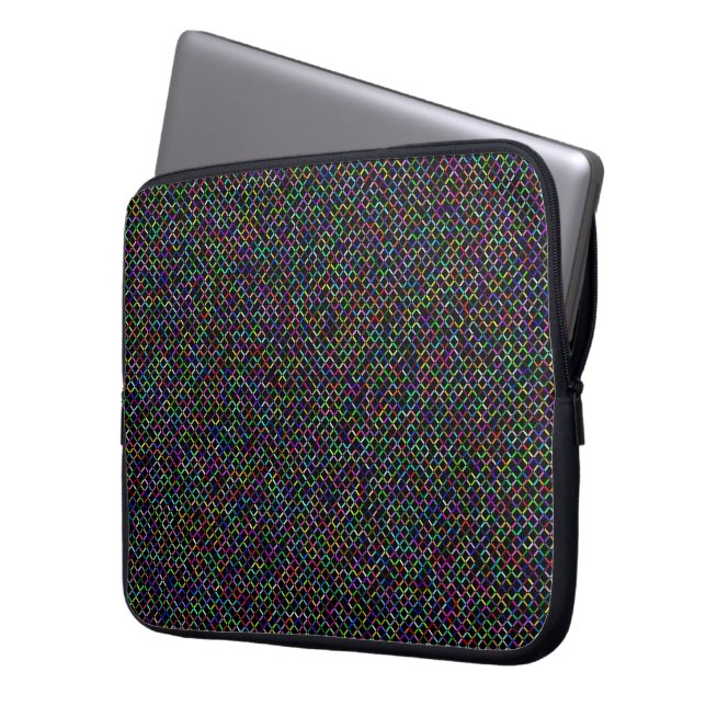 colourful squares geometric unique vibrant pattern laptop sleeve (Front Left)
