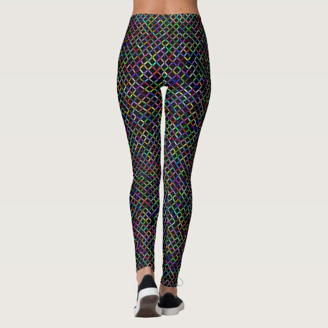 colourful squares geometric unique vibrant pattern leggings (Back)