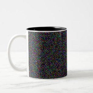 colourful squares geometric unique vibrant pattern Two-Tone coffee mug