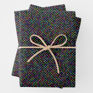 colourful squares geometric unique vibrant pattern wrapping paper sheet