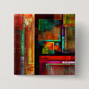 Colourful Squares Modern Abstract Art Pattern #04 2 Inch Square Button