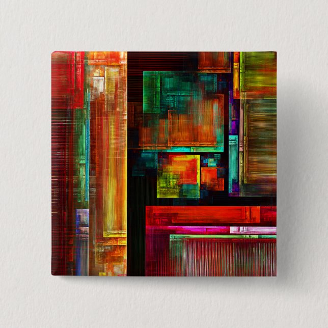 Colourful Squares Modern Abstract Art Pattern #04 2 Inch Square Button (Front)