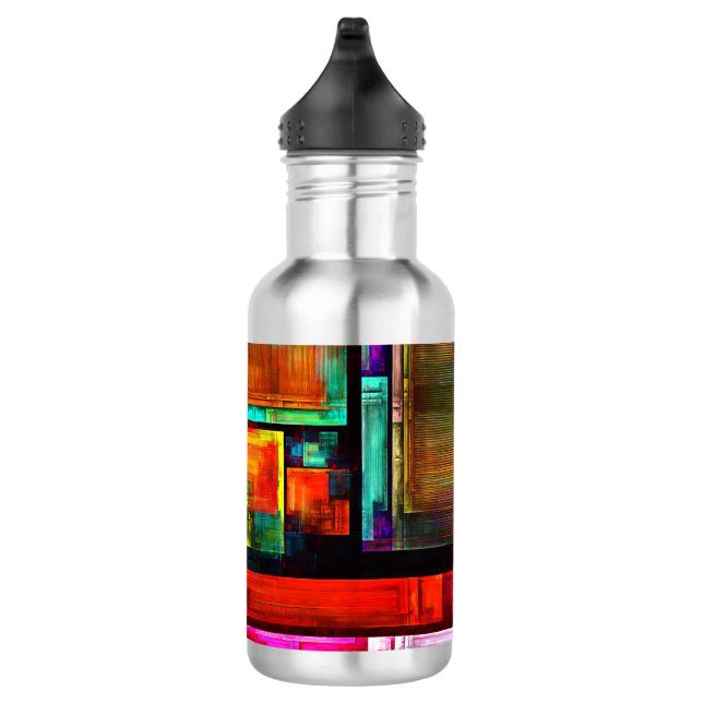 Colourful Squares Modern Abstract Art Pattern #04 532 Ml Water Bottle (Right)