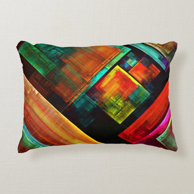Colourful Squares Modern Abstract Art Pattern #04 Accent Pillow (Front)