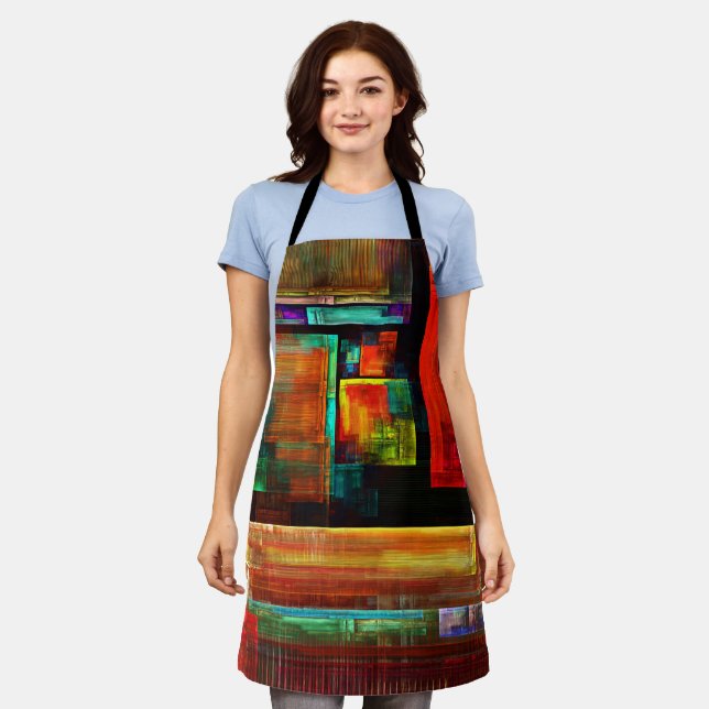 Colourful Squares Modern Abstract Art Pattern #04 Apron (Worn)