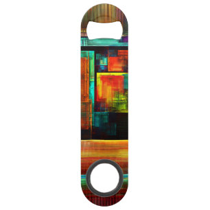 Colourful Squares Modern Abstract Art Pattern #04 Bar Key