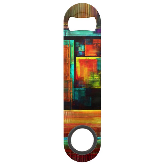 Colourful Squares Modern Abstract Art Pattern #04 Bar Key (Front)