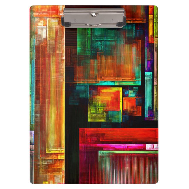 Colourful Squares Modern Abstract Art Pattern #04 Clipboard (Front)