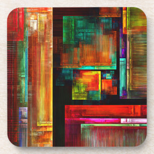 Colourful Squares Modern Abstract Art Pattern #04 Coaster