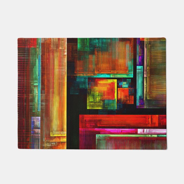 Colourful Squares Modern Abstract Art Pattern #04 Doormat (Front)