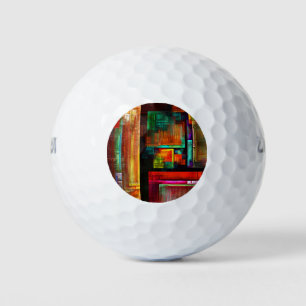 Colourful Squares Modern Abstract Art Pattern #04 Golf Balls