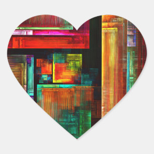 Colourful Squares Modern Abstract Art Pattern #04 Heart Sticker