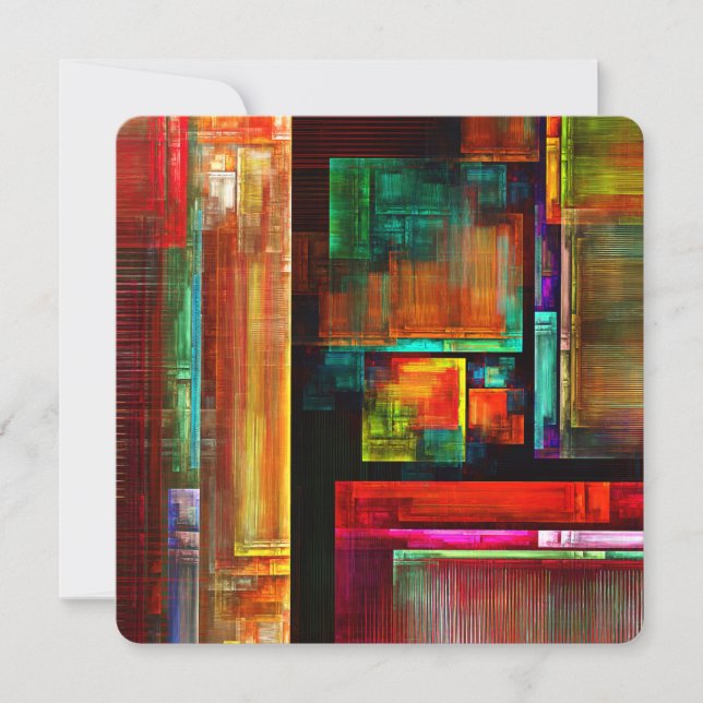 Colourful Squares Modern Abstract Art Pattern #04 Invitation (Front)