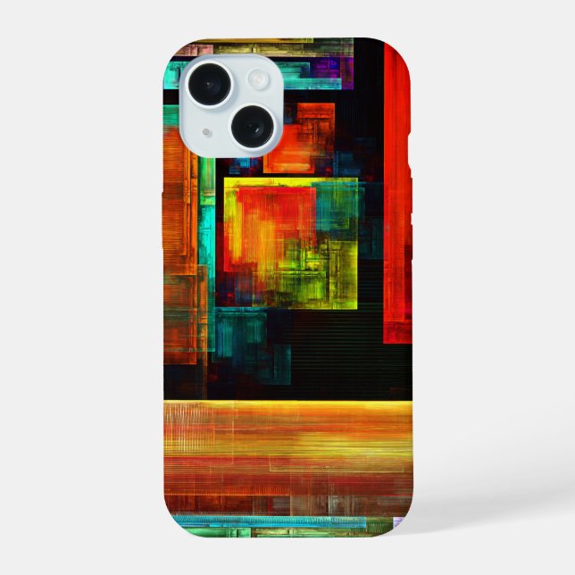 Colourful Squares Modern Abstract Art Pattern #04 iPhone 15 Case (Back)