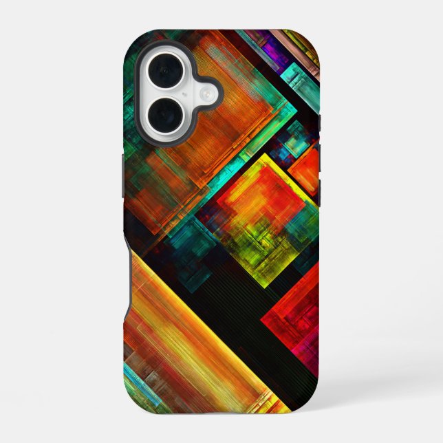 Colourful Squares Modern Abstract Art Pattern #04 iPhone 16 Case (Back)