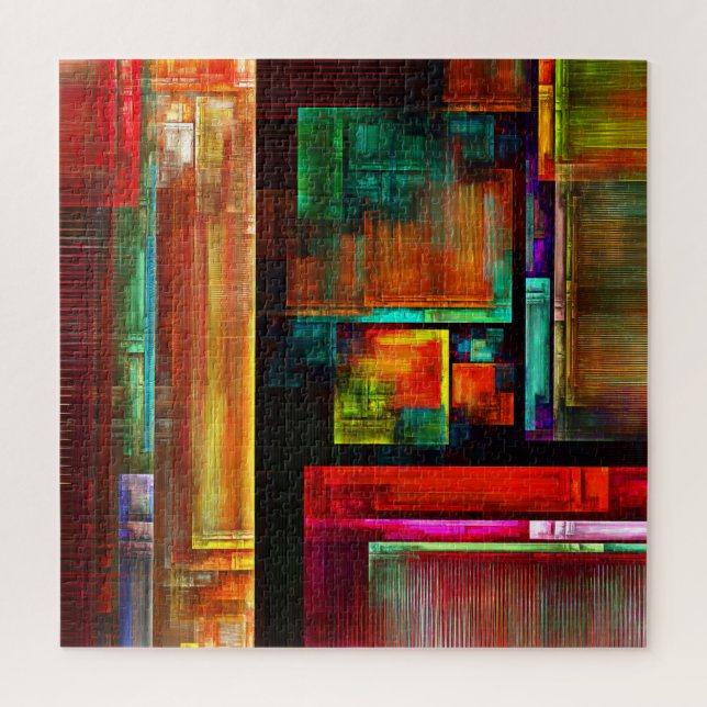 Colourful Squares Modern Abstract Art Pattern #04 Jigsaw Puzzle (Vertical)
