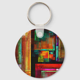 Colourful Squares Modern Abstract Art Pattern #04 Keychain
