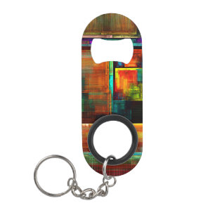 Colourful Squares Modern Abstract Art Pattern #04 Keychain Bottle Opener