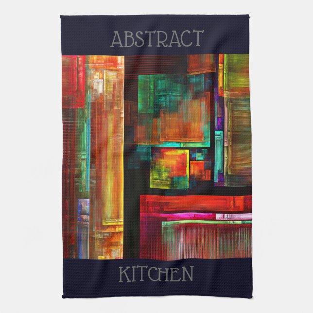Colourful Squares Modern Abstract Art Pattern #04 Kitchen Towel (Vertical)