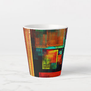 Colourful Squares Modern Abstract Art Pattern #04 Latte Mug