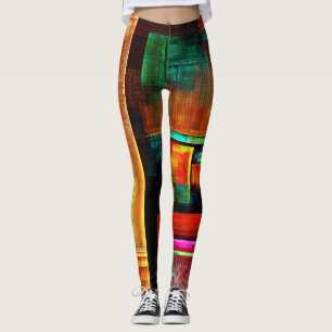 Colourful Squares Modern Abstract Art Pattern #04 Leggings