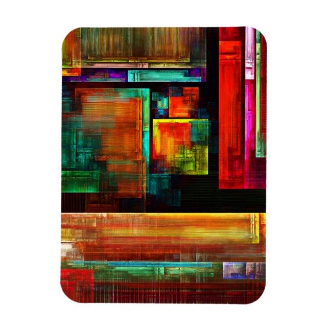 Colourful Squares Modern Abstract Art Pattern #04 Magnet (Vertical)