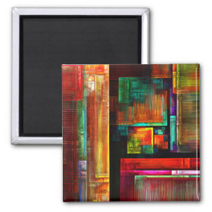 Colourful Squares Modern Abstract Art Pattern #04 Magnet