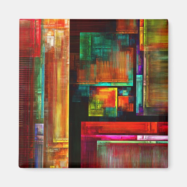 Colourful Squares Modern Abstract Art Pattern #04 Magnet (Front)