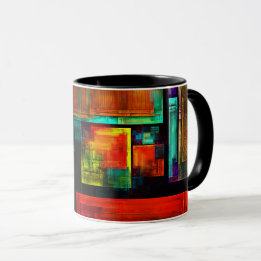 Colourful Squares Modern Abstract Art Pattern #04 Mug