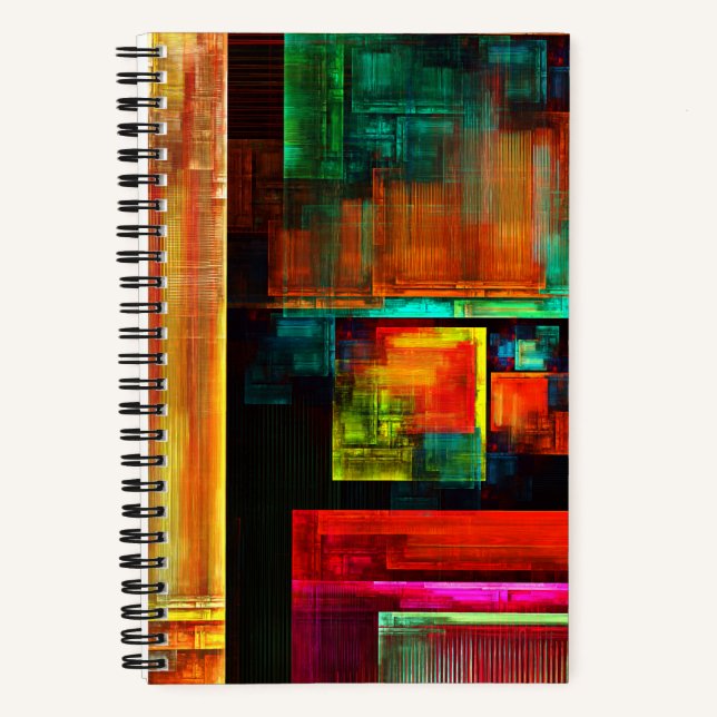 Colourful Squares Modern Abstract Art Pattern #04 Notebook (Front)