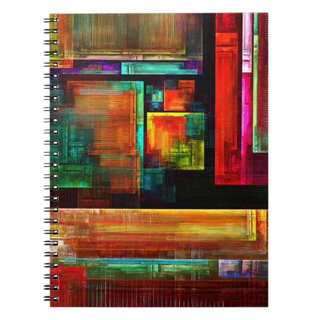 Colourful Squares Modern Abstract Art Pattern #04 Notebook (Front)